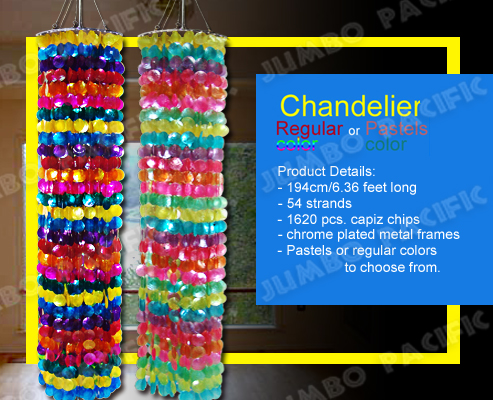 multi-colored Capiz chandelier